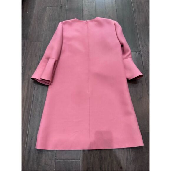 VALENTINO Pink Crêpe Couture Bell Sleeve Dress Sz 6 Like New - Picture 9 of 12